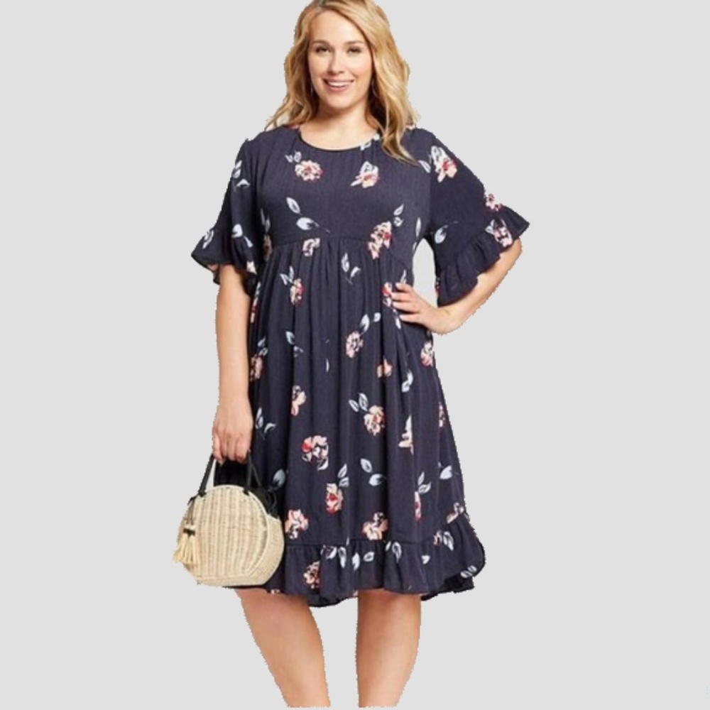 Isabel Maternity 1x Blue  Dress with flowers